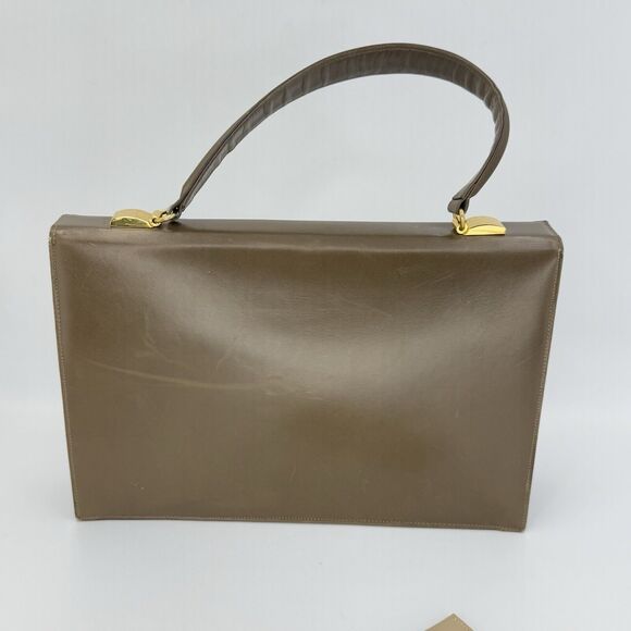 Vintage 1950s Dafar Brown Leather Handbag Purse - Picture 2 of 15